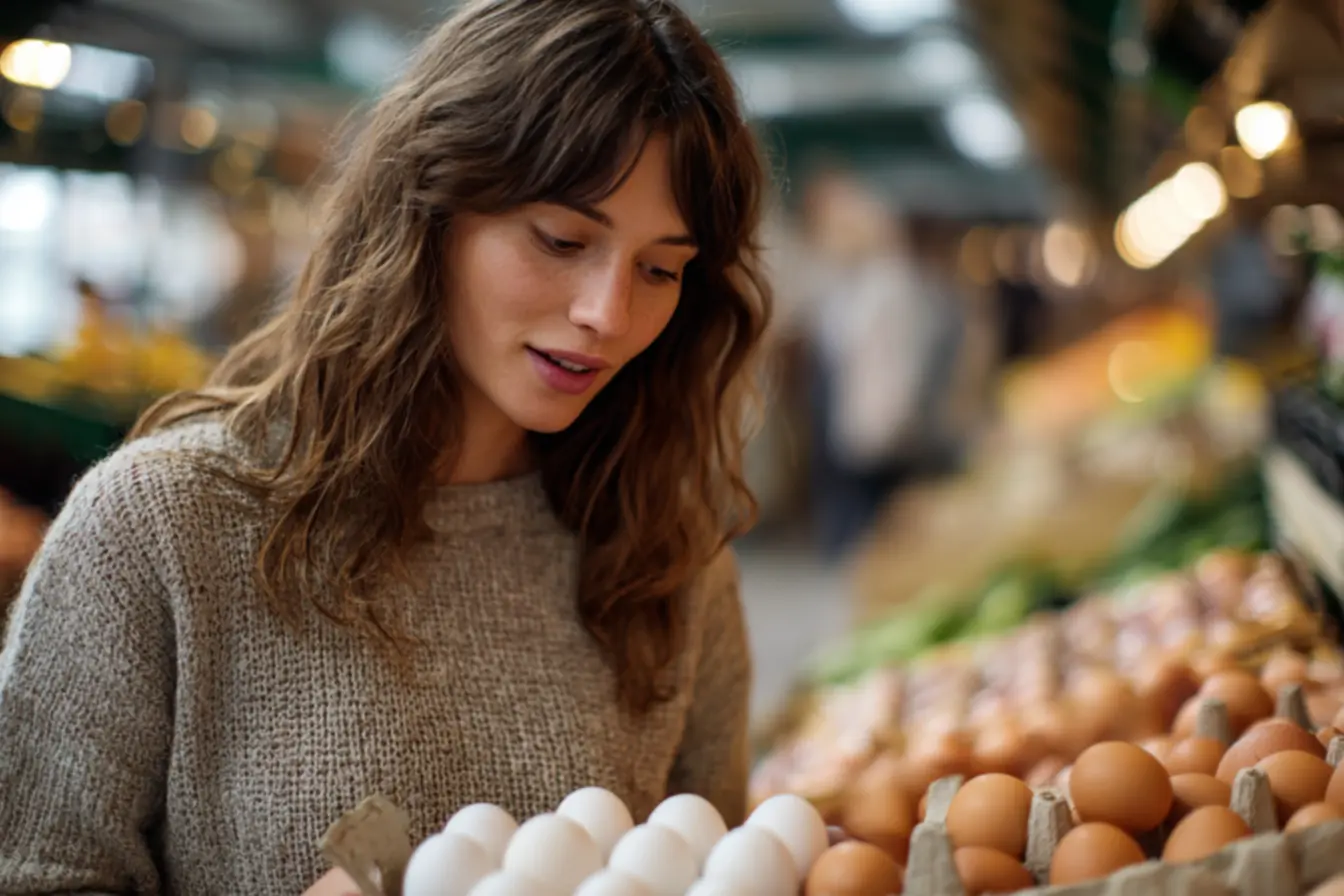 Close em gemas de ovos com diferentes tonalidades mostrando influência da alimentação das galinhas