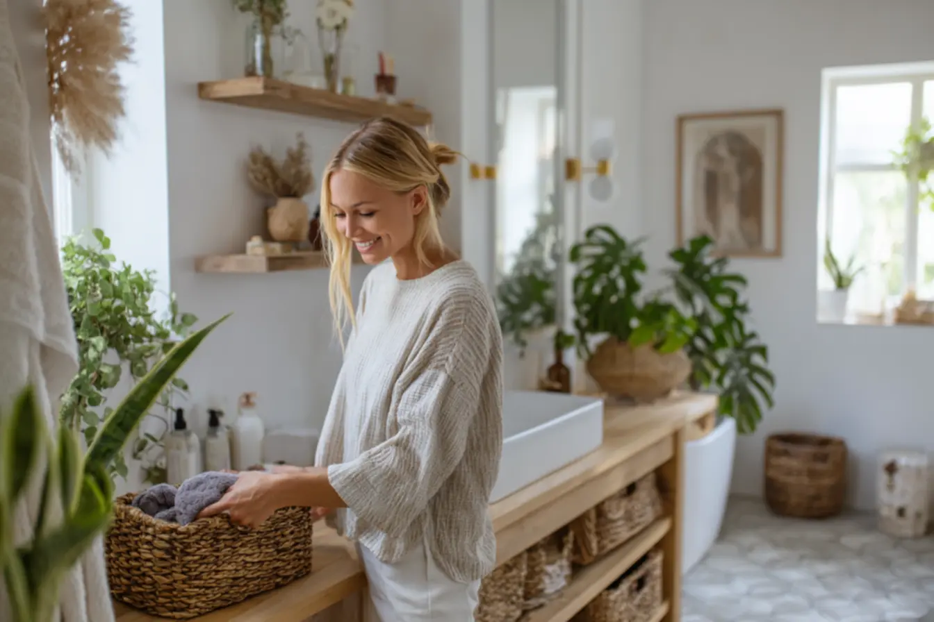 Processo de limpeza e preparação do banheiro antes da renovação econômica