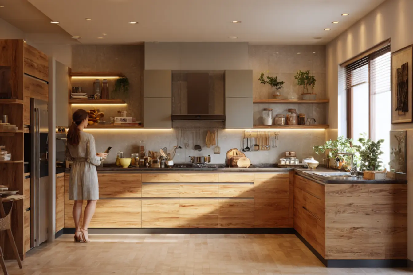 Detalhe do sistema de fixação reforçado de armário de cozinha suspenso