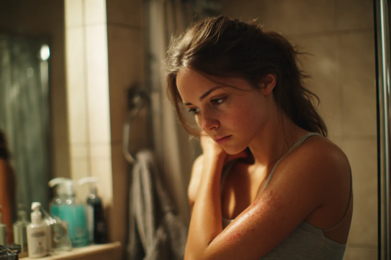 Sinais de micose na pele com manchas avermelhadas e descamação