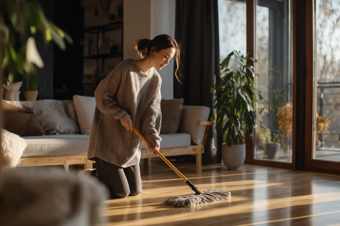 Diluição correta de produtos de limpeza para evitar resíduos no piso