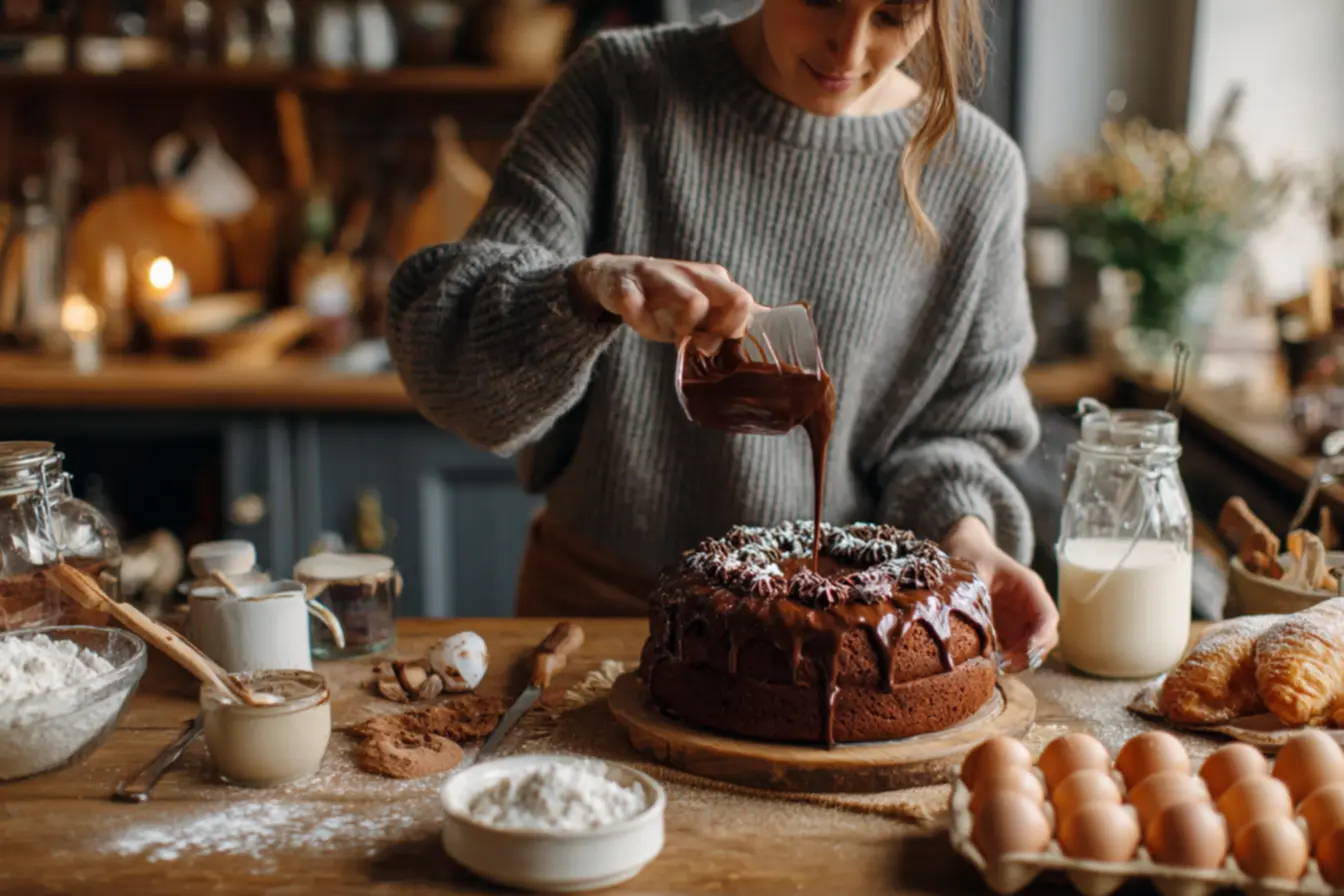Aprenda a preparar rapidamente um bolo de chocolate super macio com cobertura de brigadeiro irresistível