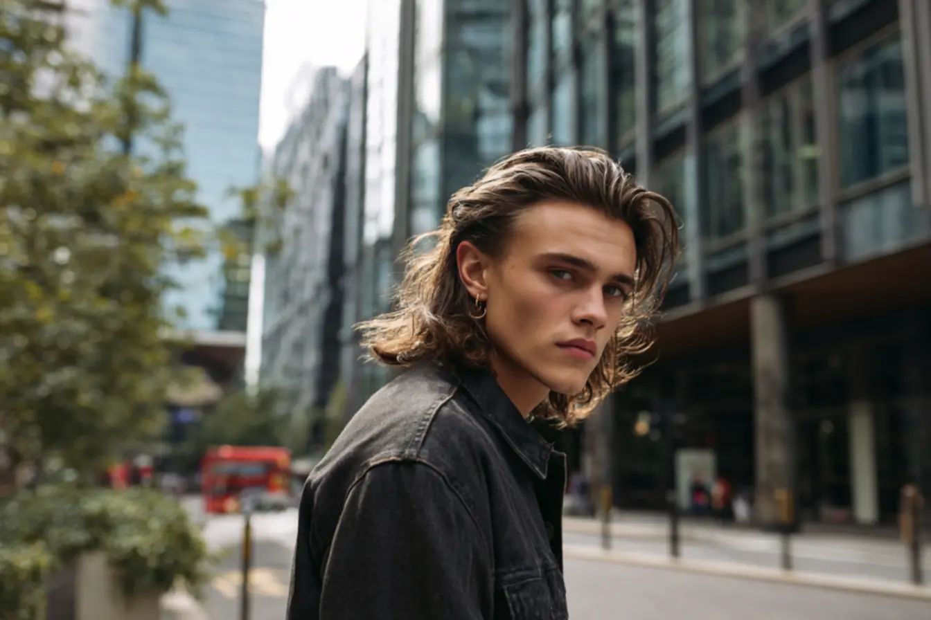 Mullet moderno com degradê suave e textura natural para rotina urbana