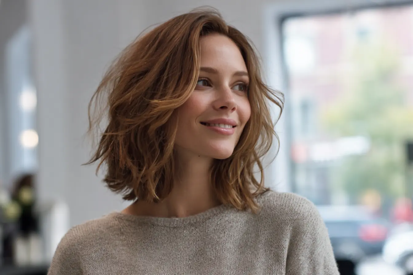 Corte longo desfiado nas pontas para reduzir peso do cabelo