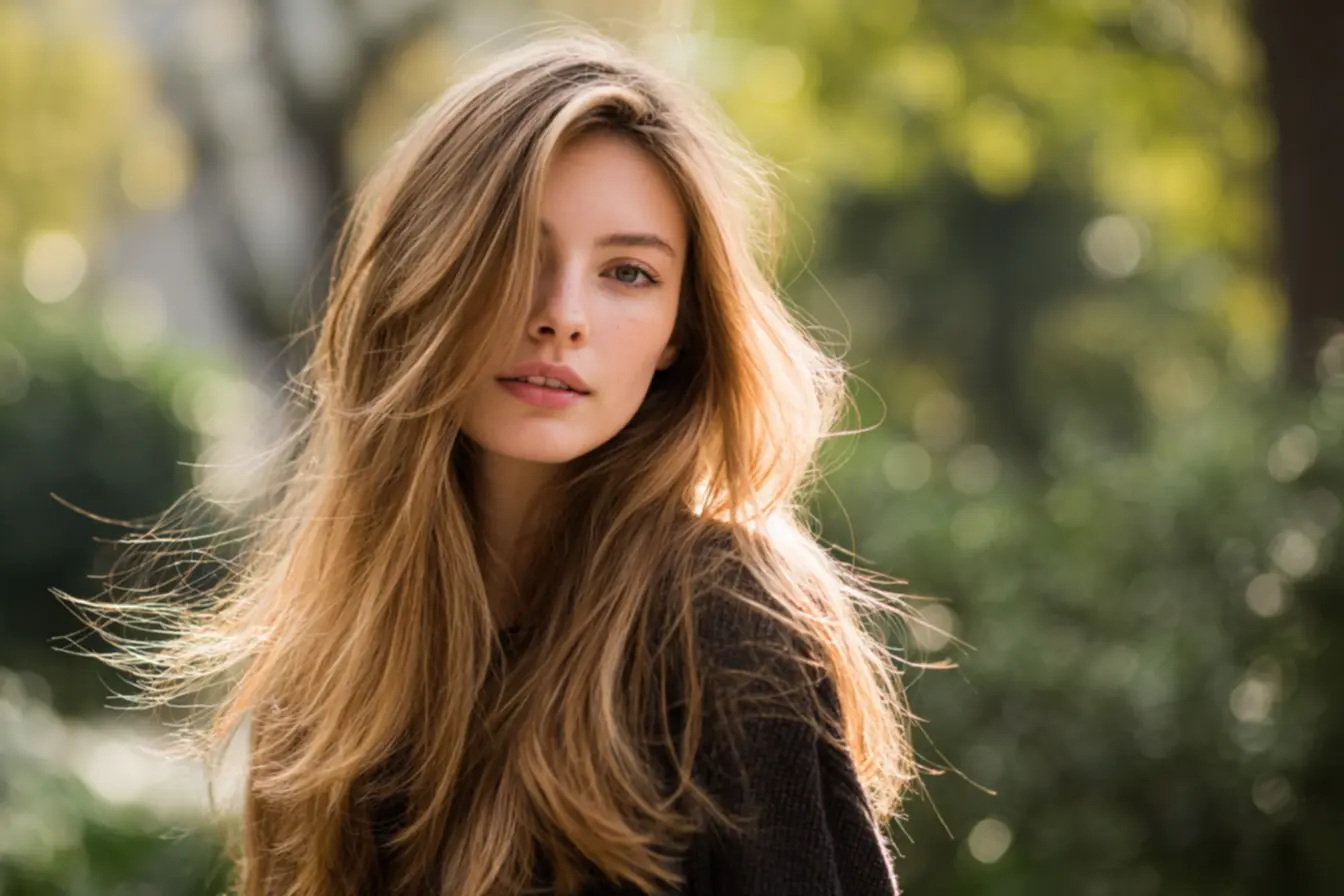 Corte de cabelo longo em forma de V com pontas desconectadas para leveza