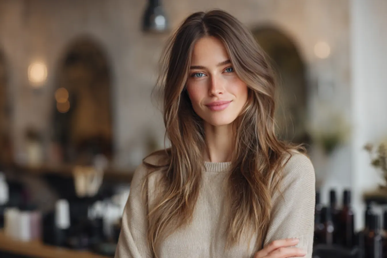 Cortes em camadas para cabelos lisos que afinam rostos redondos e equilibram rostos alongados