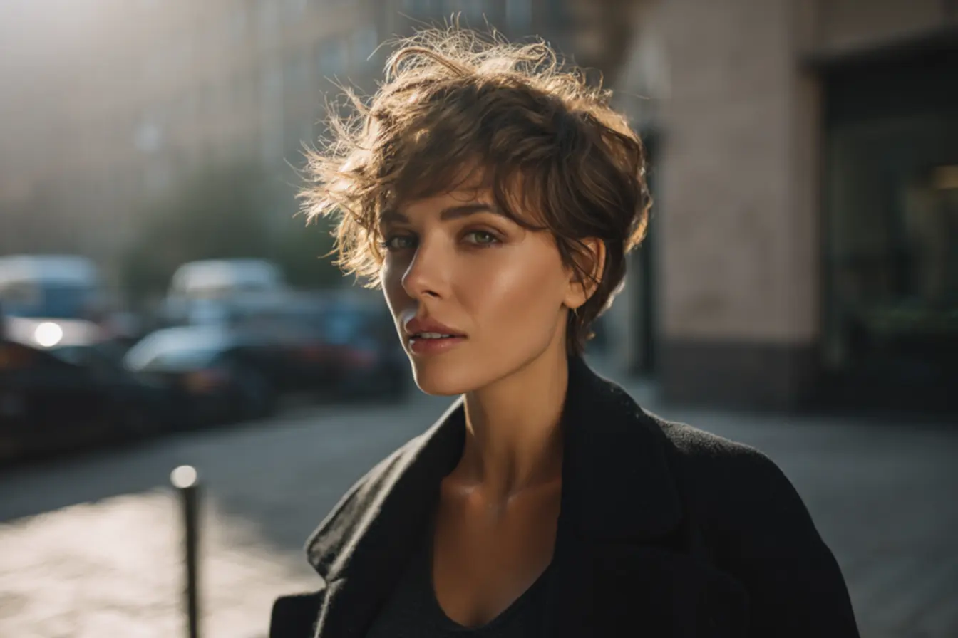 Cabelos lisos curtos com cortes assimétricos e repicados para valorizar o rosto