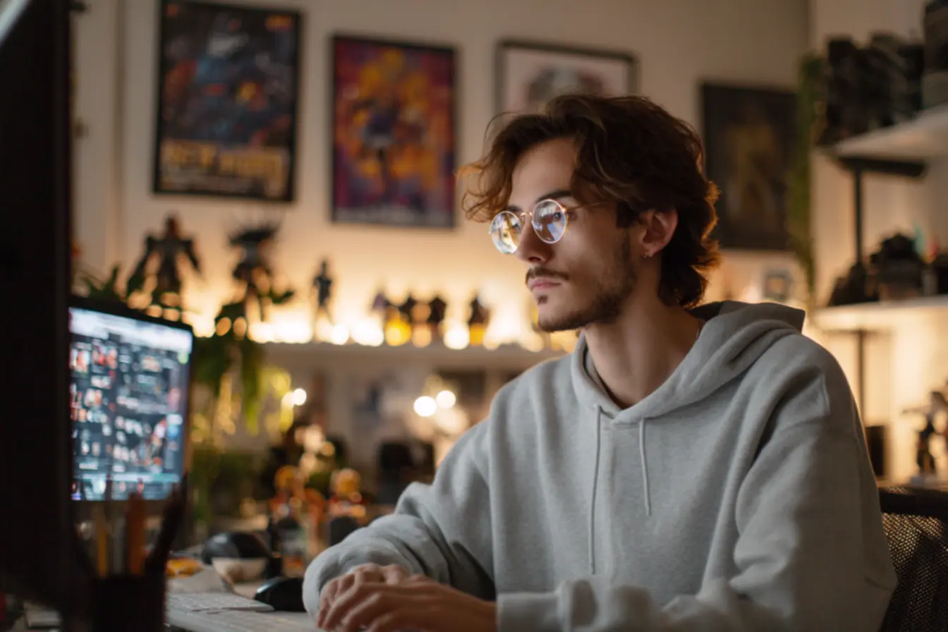 Escritório geek organizado com decoração funcional para produtividade no home office