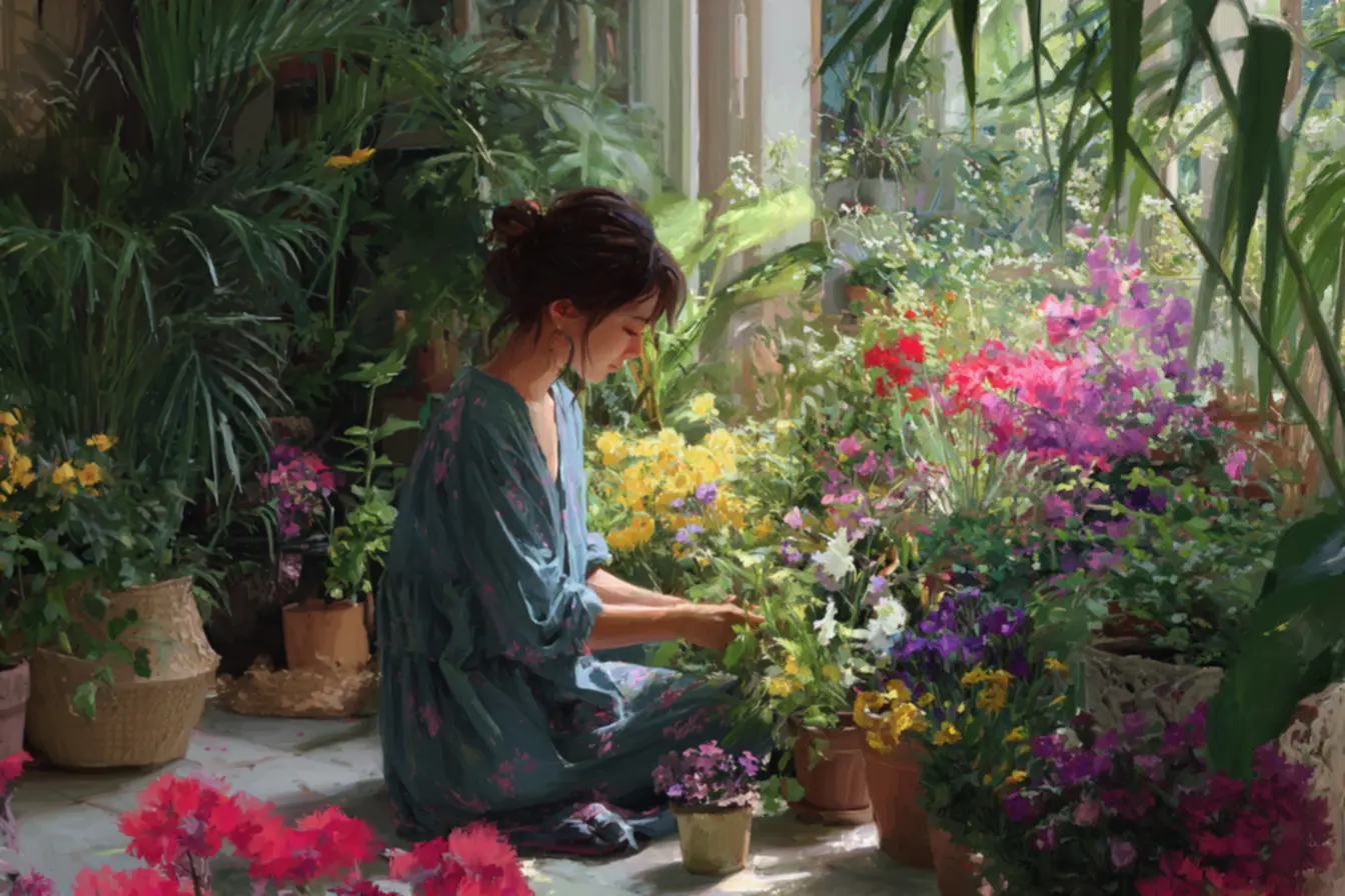 ciclame e begônias decorando ambiente interno com pouca rega