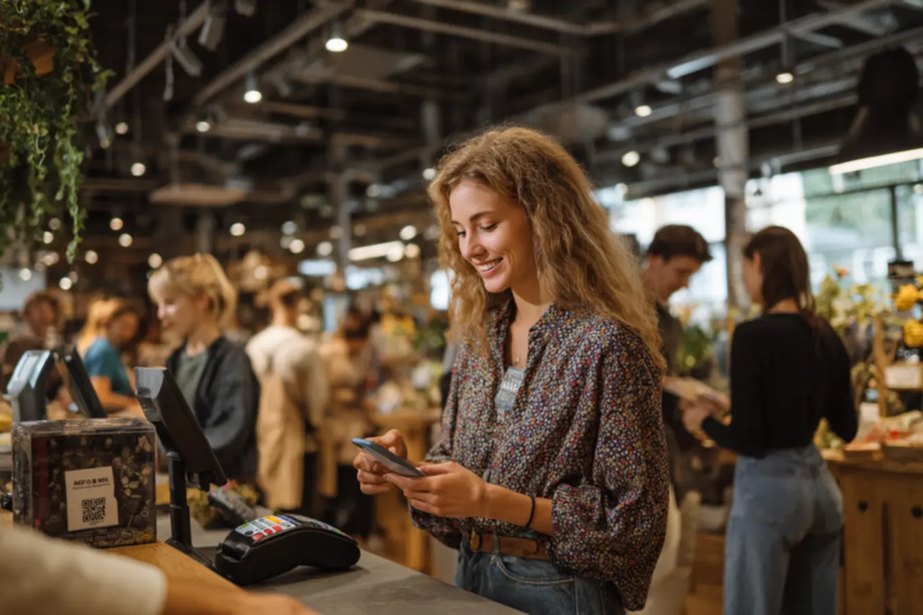 Balcão de loja com QR Code Pix do Nubank em destaque para agilizar pagamentos presenciais