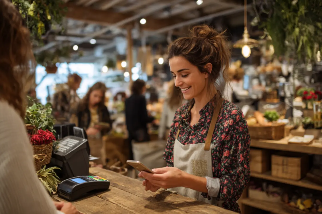 Empreendedor usando QR Code Pix do Nubank para agilizar atendimento e reduzir filas no caixa