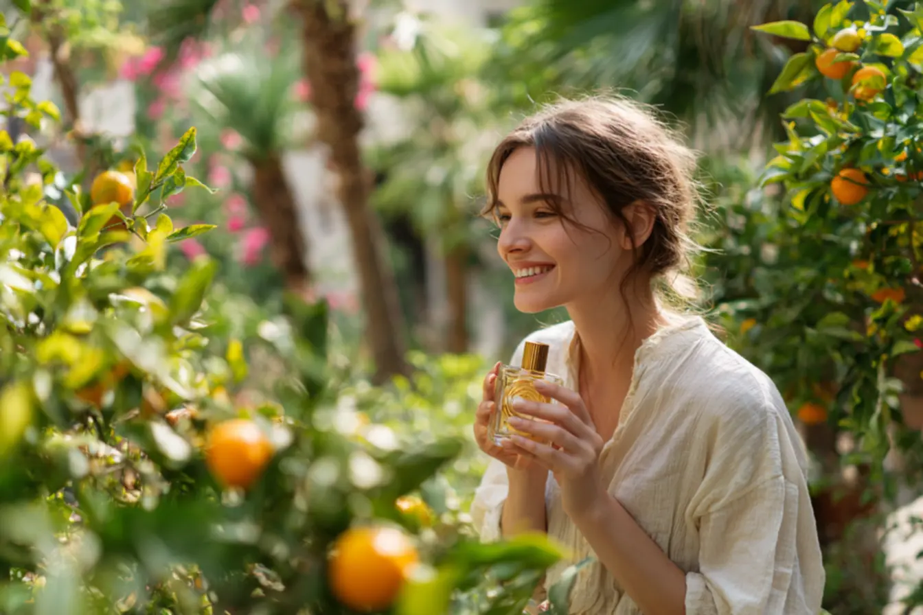 Perfume cítrico equilibrado entre notas cítricas e amadeiradas