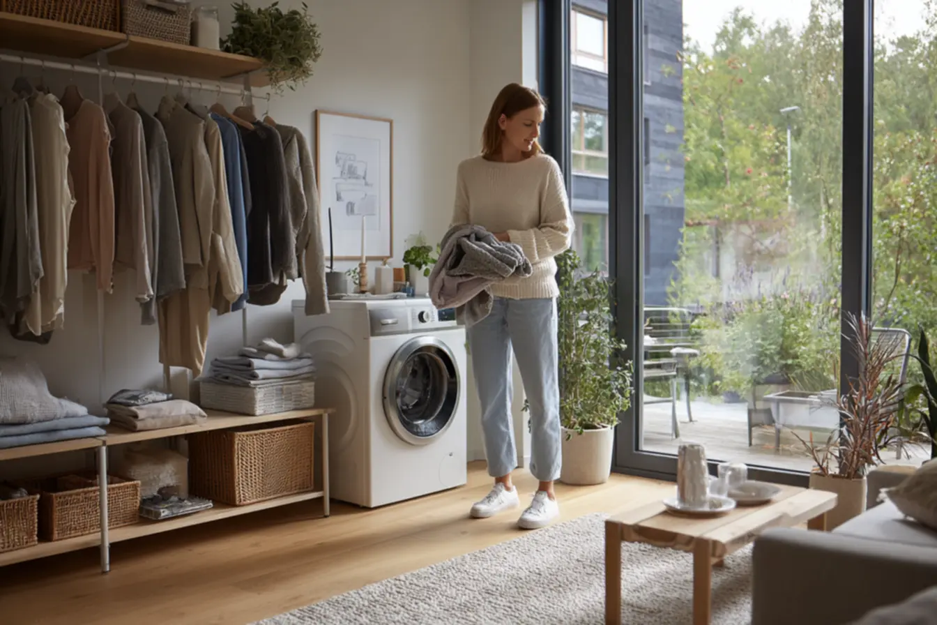 Roupas saindo limpas e secas da lava e seca após ciclo completo