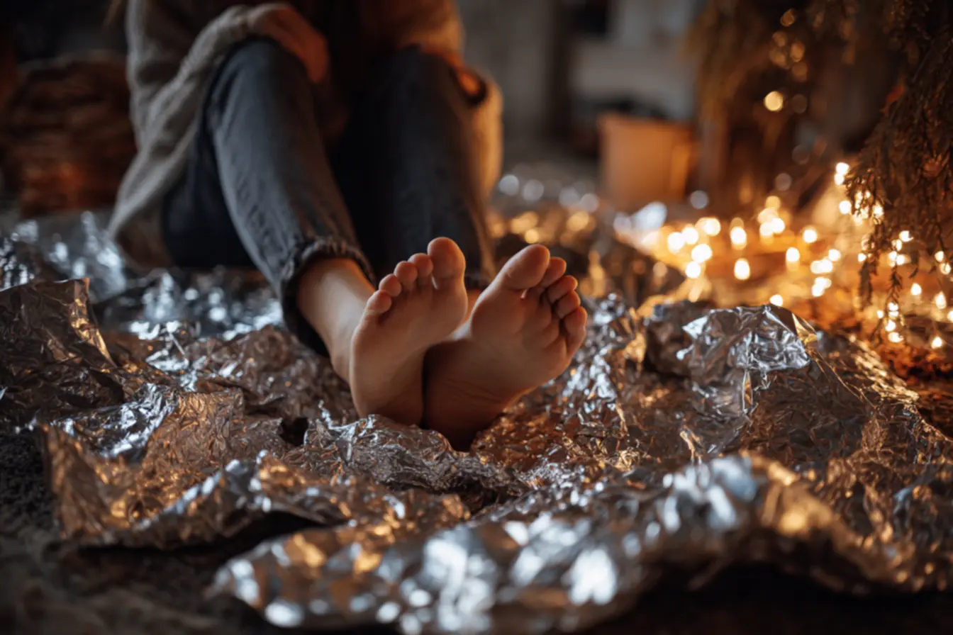 Passo a passo para envolver os pés com papel alumínio de forma segura