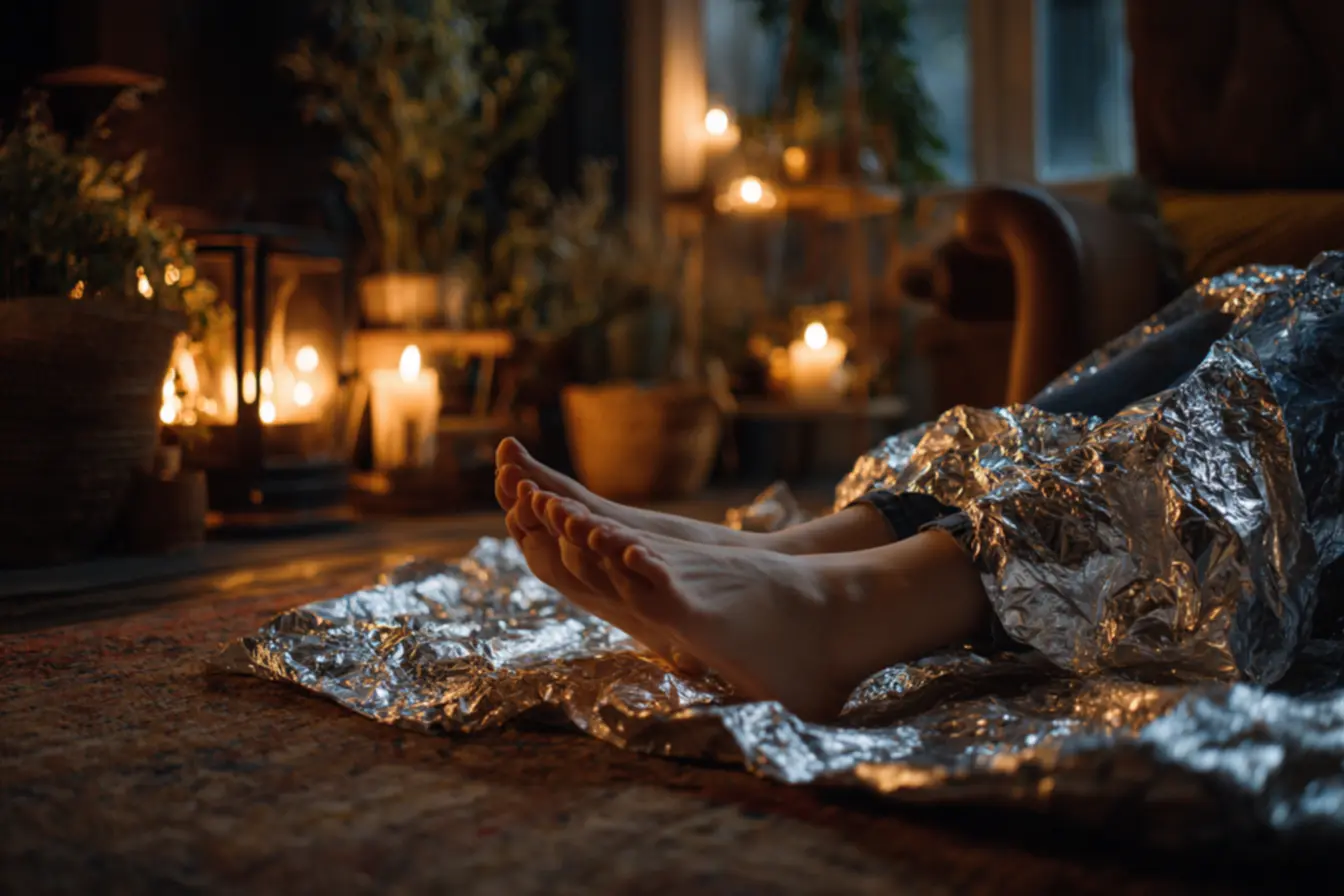 Benefícios de envolver os pés em papel alumínio para relaxar e aquecer
