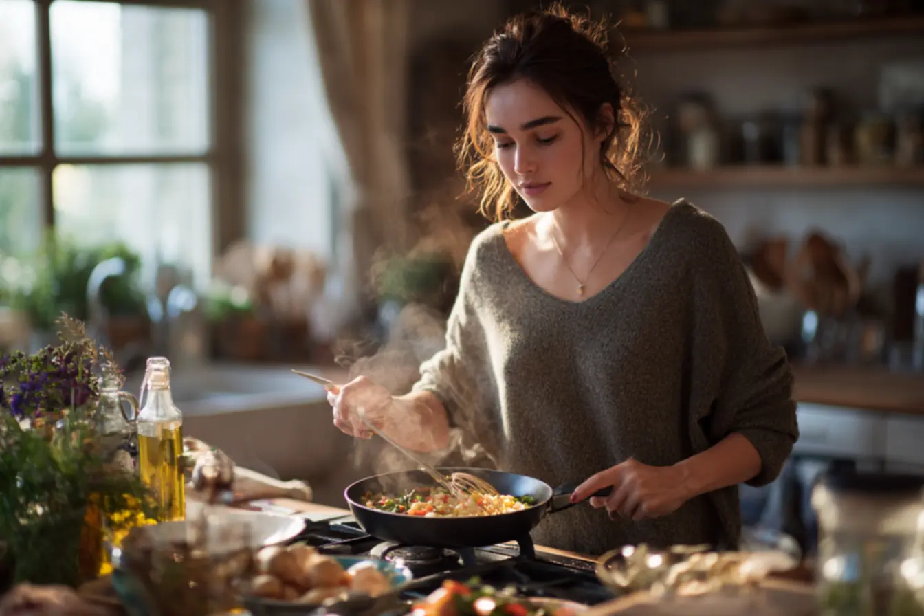 Tapioca recheada equilibrada com proteínas e frutas no café da manhã
