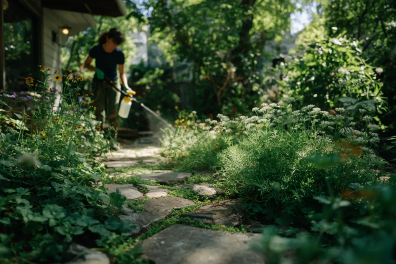 Raízes de plantas indesejadas nas frestas são difíceis de remover manualmente