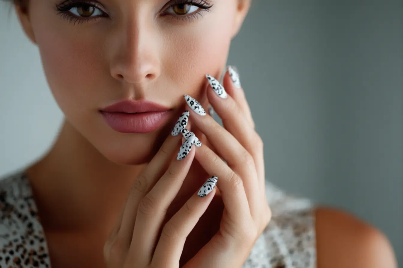 Unhas stiletto decoradas com elegância e técnica profissional