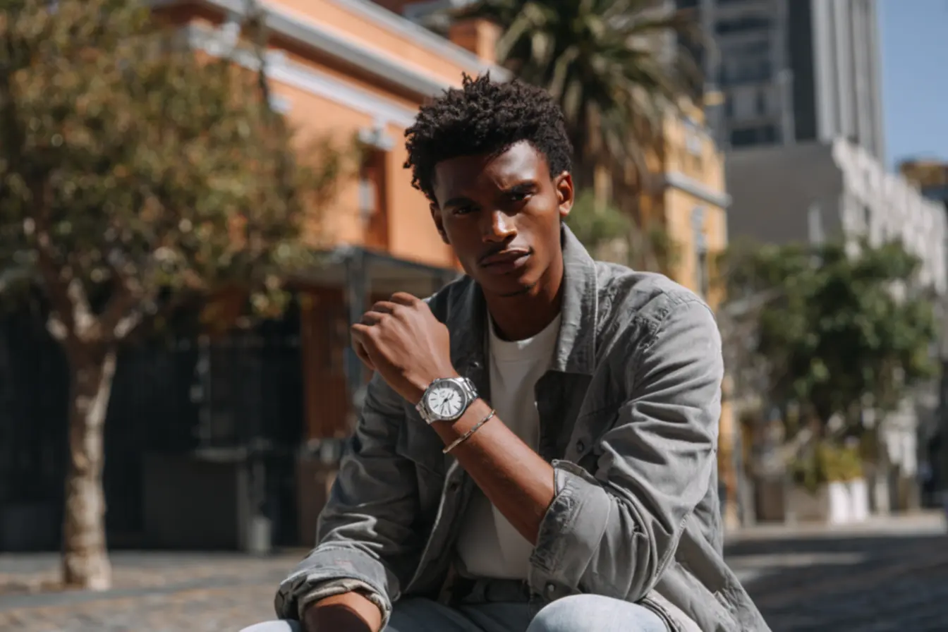 Proporção correta do relógio Tommy prata em diferentes tamanhos de pulso