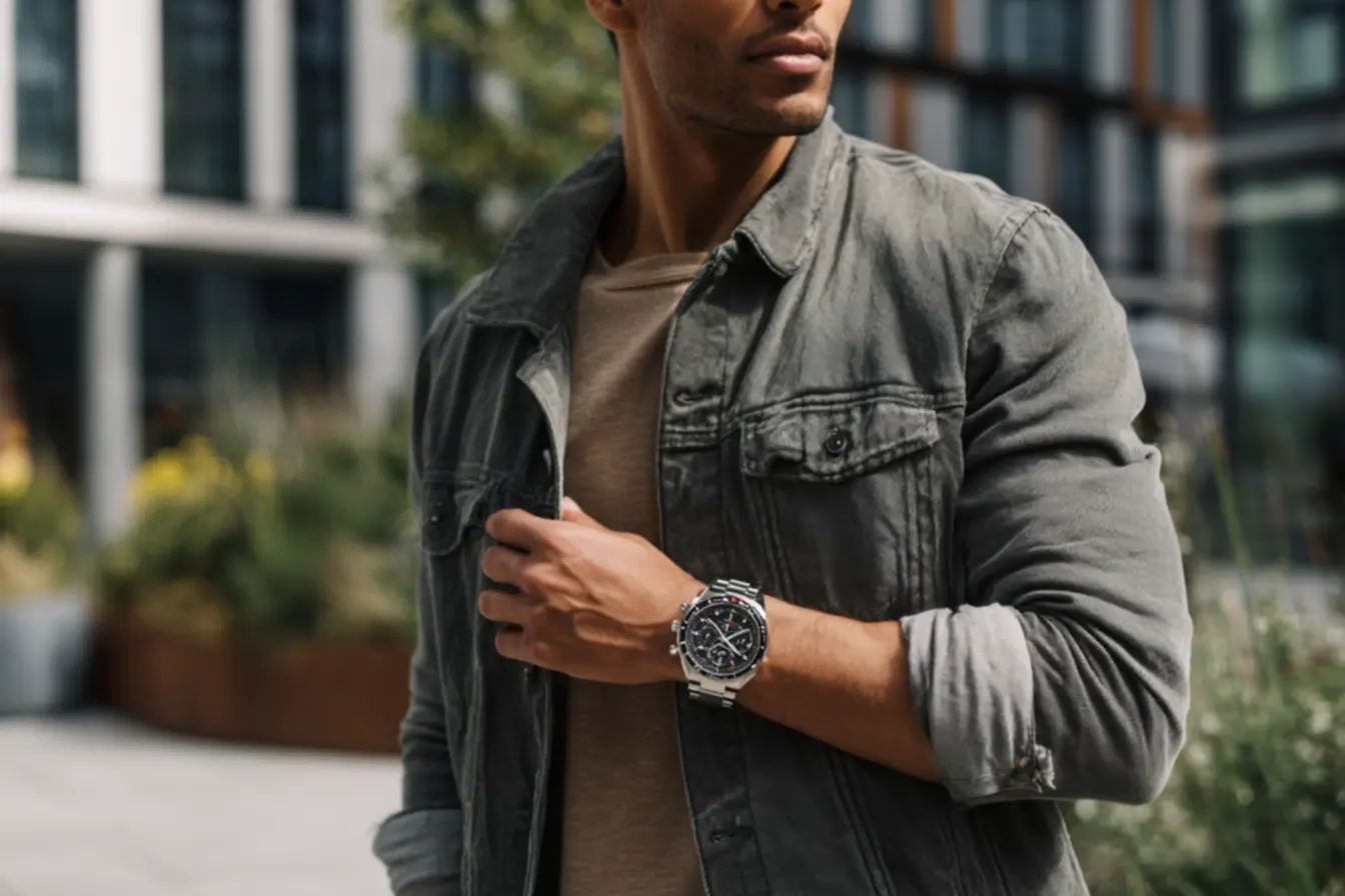 Detalhes de funções e mostrador de um relógio Tommy Hilfiger prata