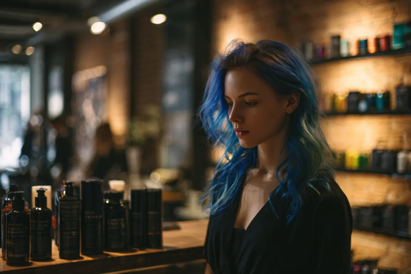 Neutralização do fundo amarelo com produtos roxos antes de aplicar o azul