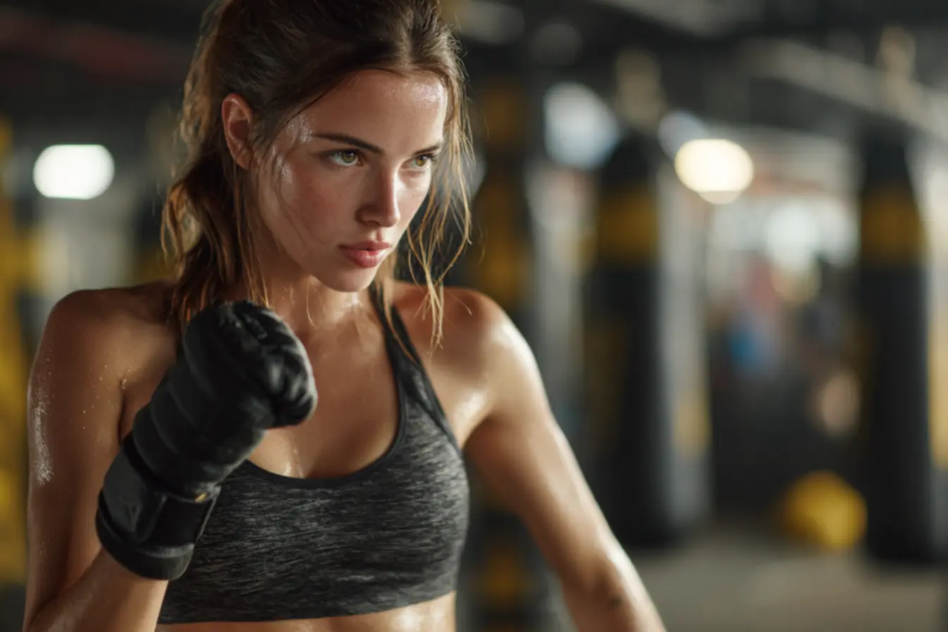 Luva feminina para muay thai e boxe com ajuste anatômico e proteção para treino seguro