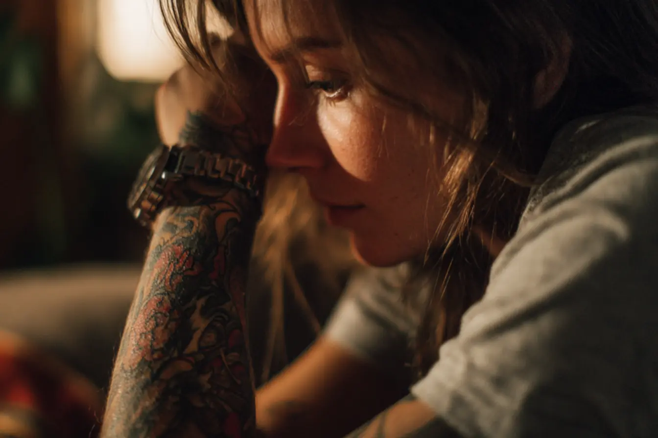 Silhueta de família em tatuagem inspirada em foto antiga de pais e filhos