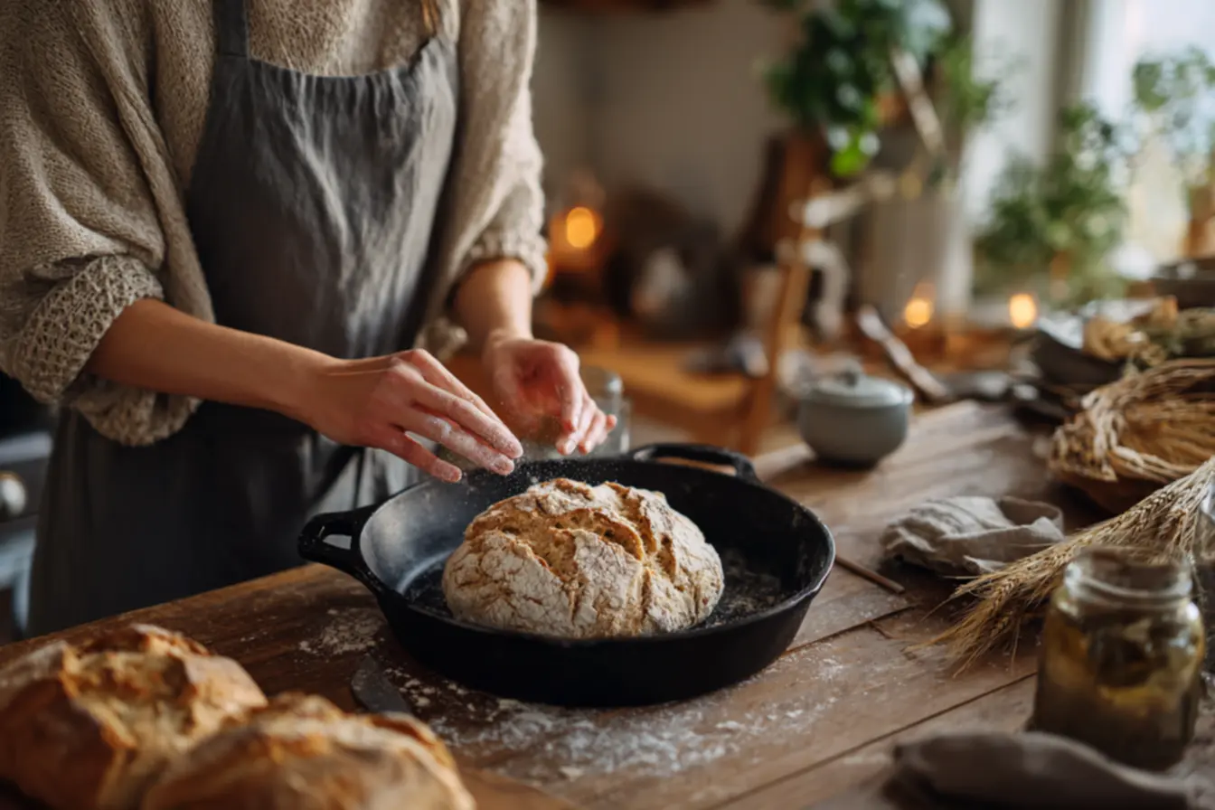 Pão na frigideira com textura de padaria feito sem forno