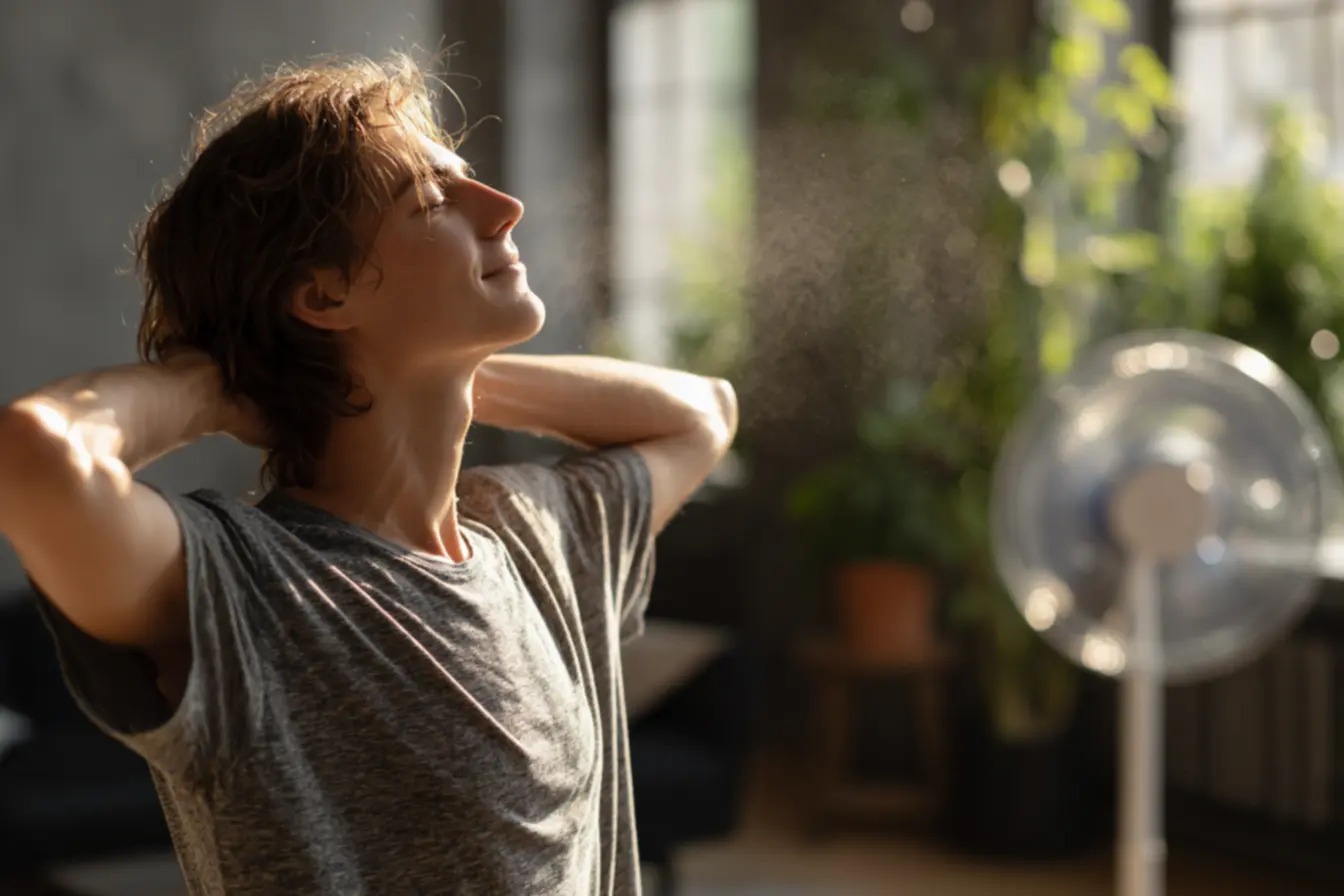 Evaporação do suor potencializada pela ventilação para sensação de frescor