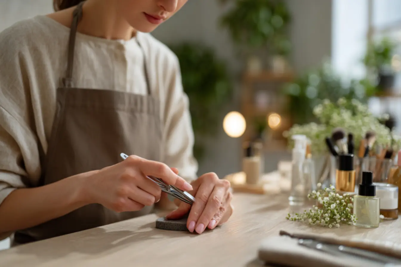 Improvisos com lixas e esmeril ao afiar alicate de cutícula que prejudicam o fio