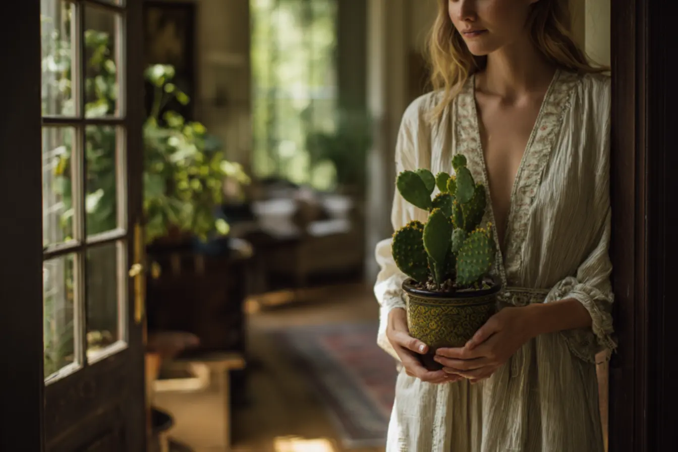 Cactos em varanda e sacada formando barreira natural entre a rua e o interior da casa