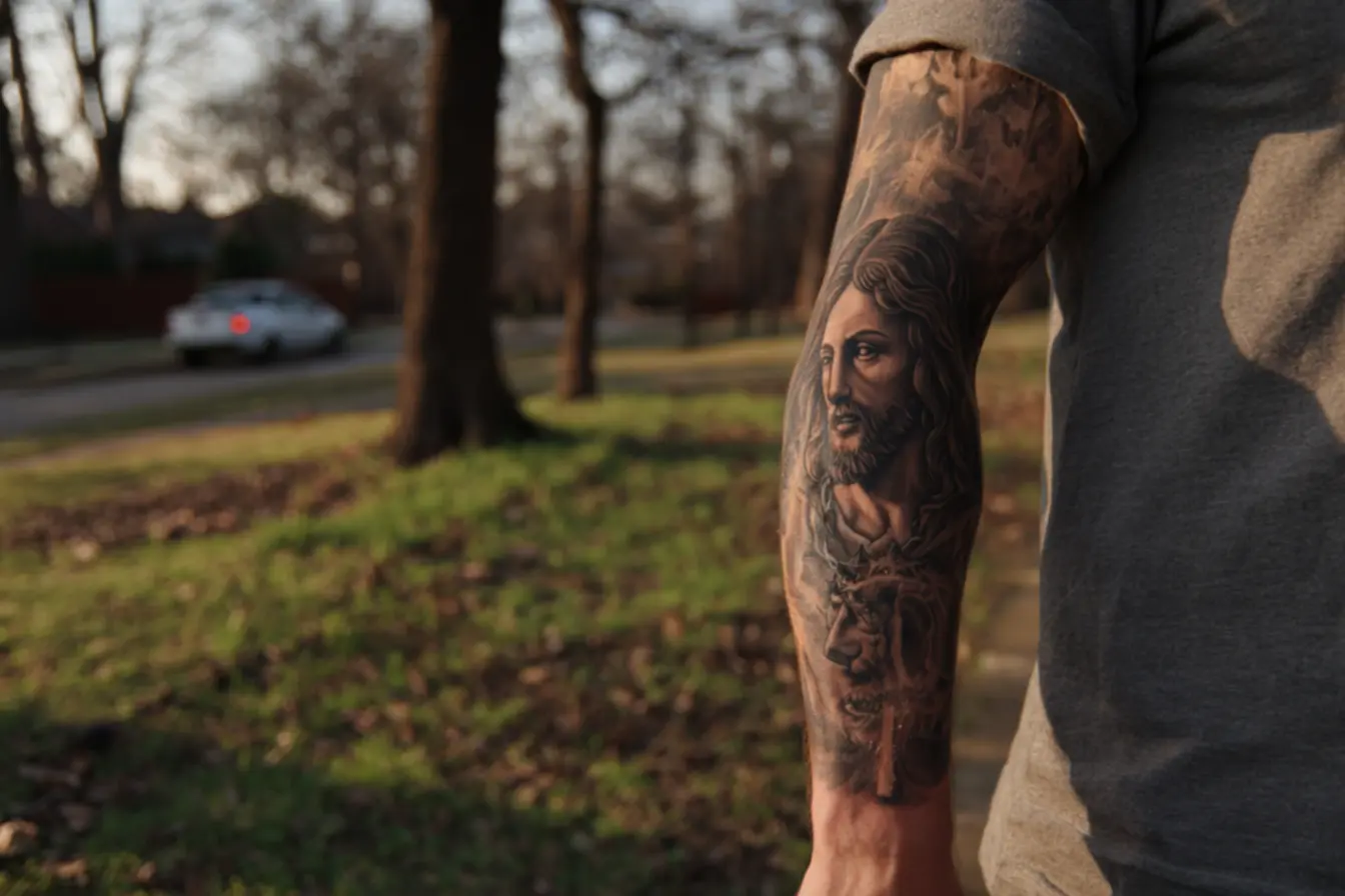 Tatuagens inspiradas em Jesus Cristo em diferentes estilos e significados espirituais