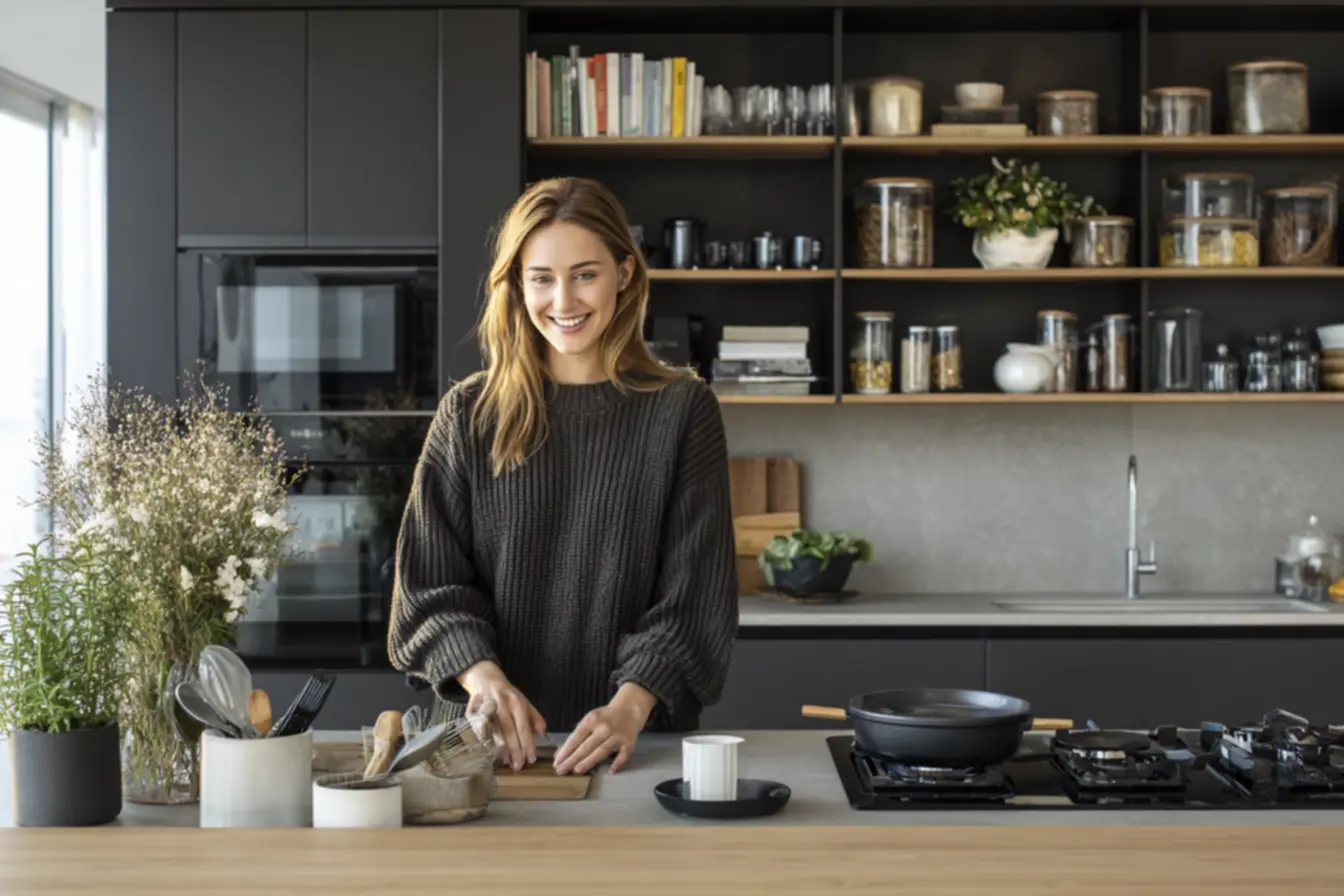 Exemplo de cozinha moderna com armários Madesa combinando estilo e praticidade