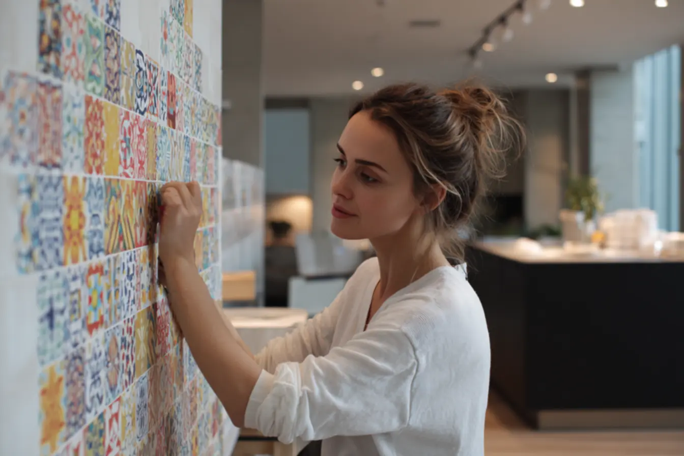 Antes e depois de cozinha renovada com adesivo para azulejos sem reforma