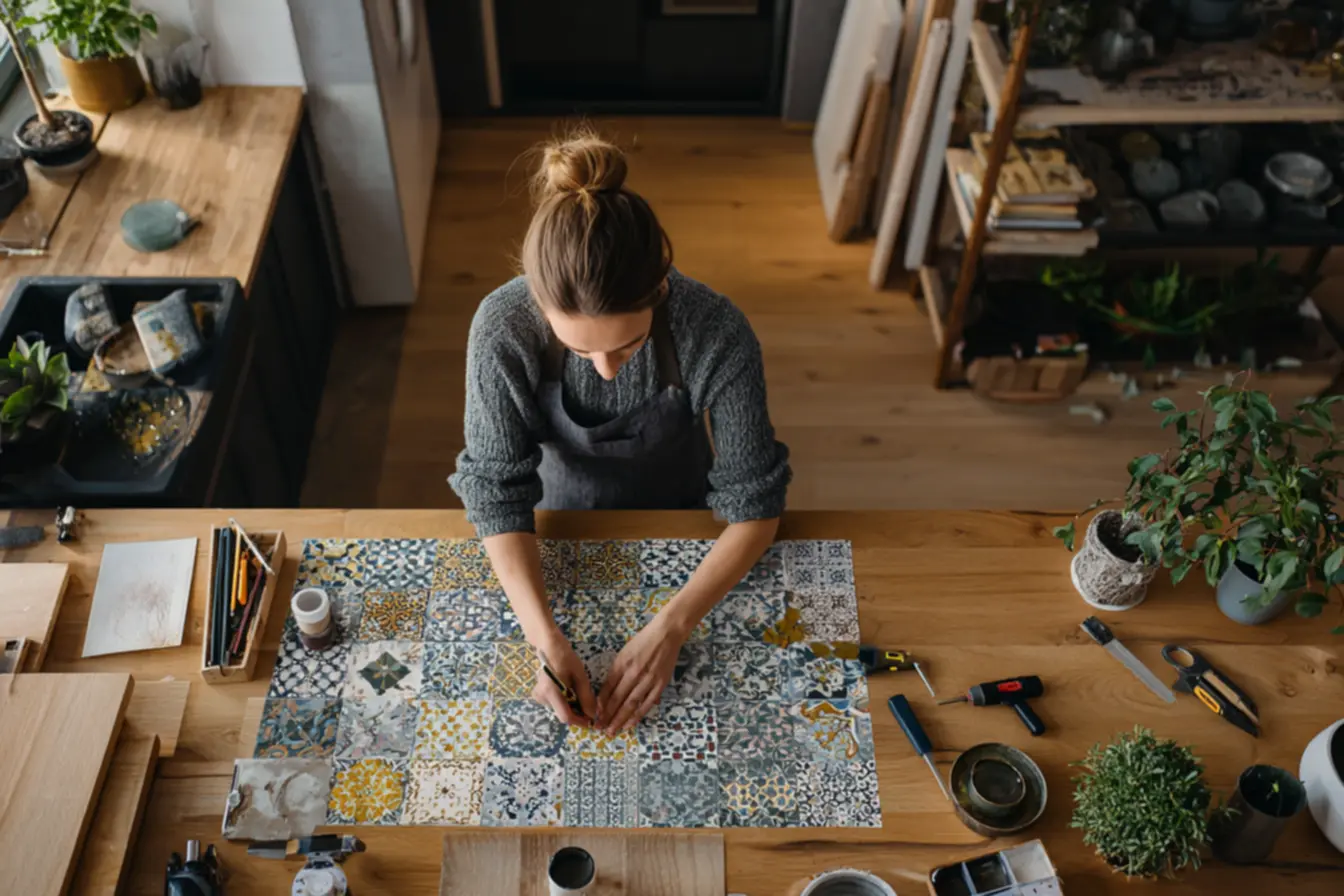 Cozinha renovada com adesivos de azulejo autocolante em um dia e sem reforma