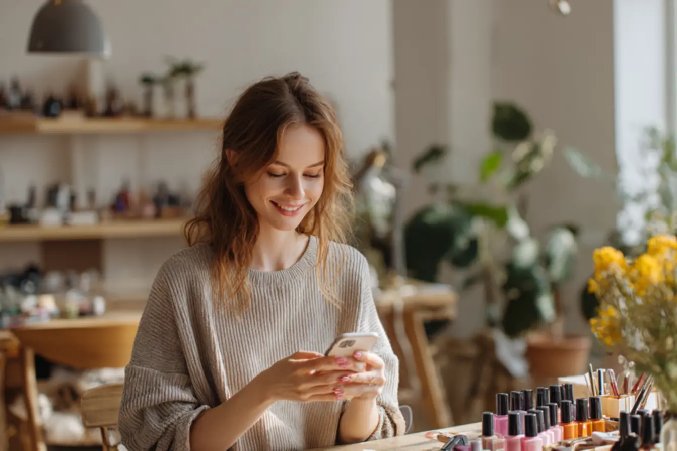 Ideias de unhas decoradas com esmalte nude e detalhes metálicos